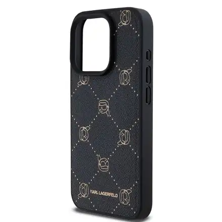 Karl Lagerfeld PU Karl Heads Pattern Magsafe kryt iPhone 15 Pro Max černý