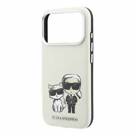 Karl Lagerfeld PU Semi Wrap Smooth Sketch Bodies Magsafe kryt iPhone 18 Pro béžový