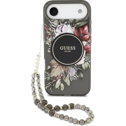Guess IML Flowers Strap MagSafe kryt iPhone Air černý