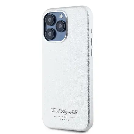 Karl Lagerfeld Wrinkled PU Signature Logo kryt iPhone 15 Pro Max růžový