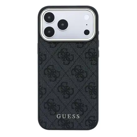 Guess PU Leather 4G Gold Frame MagSafe kryt iPhone 18 Pro černý