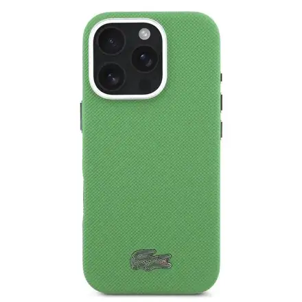 Lacoste PVC Iconic Petit Pique Metal MagSafe kryt iPhone 16 Pro zelený