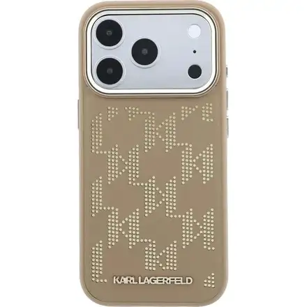 Karl Lagerfeld PU Perforated Monogram MagSafe MagSafe kryt iPhone 17 Pro hnědý