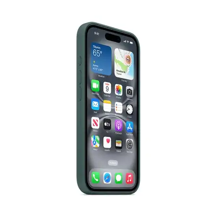 iPhone 16 Silicone Case with MagSafe - Jezerně zelená