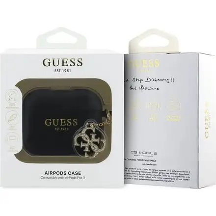 Guess 4G Charm Silikonové Pouzdro pro AirPods 3 Pro černé