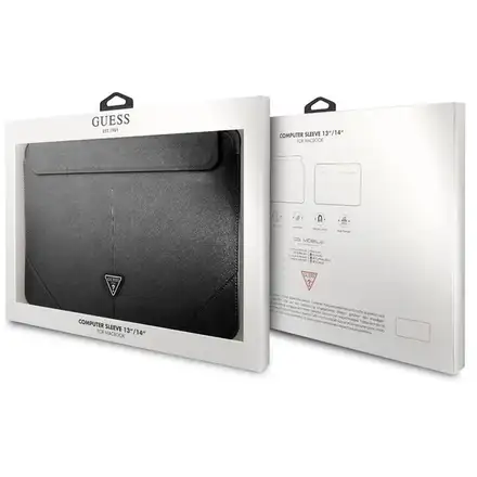 Guess Saffiano Triangle Metal Logo Pouzdro na MacBook 13/14" černé