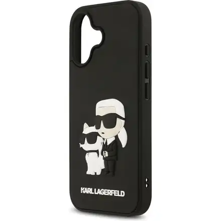 Karl Lagerfeld 3D Rubber Karl and Choupette kryt iPhone 17 černý