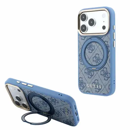 Guess PU 4G Ring Stand MagSafe kryt iPhone 18 Pro Max růžový