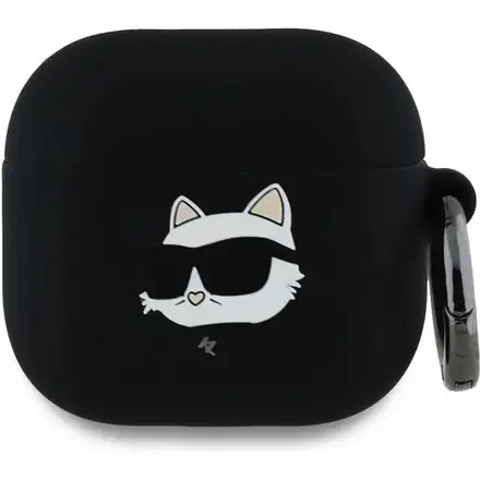Karl Lagerfeld 3D Logo NFT Choupette Head Silikonové Pouzdro pro AirPods 4 černé