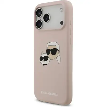 Karl Lagerfeld Liquid Silicone Double Heads MagSafe kryt iPhone 17 Pro růžový