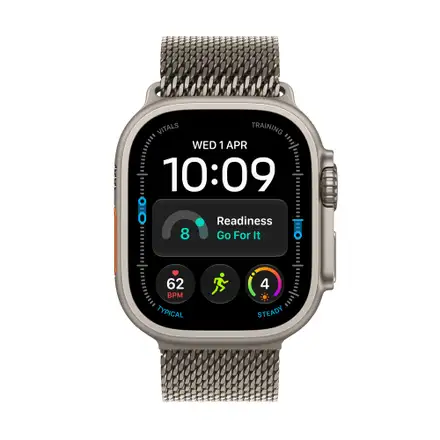 Apple Watch Ultra 4 GPS + Cellular 49mm Natural Titanium Case with Natural Titanium Milanese Loop - M