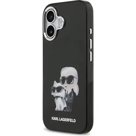Karl Lagerfeld IML Aquarelle Karl and Choupette kryt iPhone 17 černý