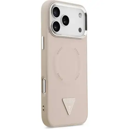 Guess PU Leather Triangle Logo MagSafe kryt iPhone 17 Pro růžový