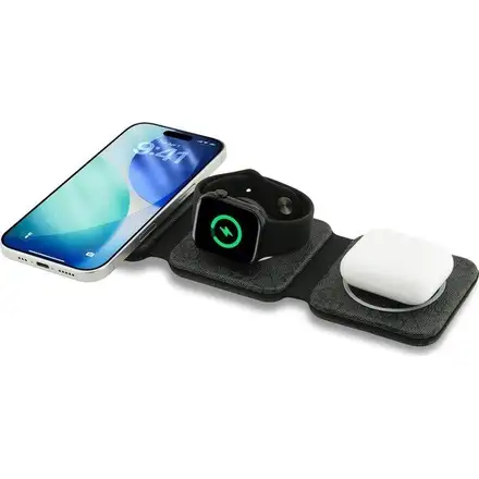 Guess PU 4G MagSafe Bezdrátová Nabíječka 3v1 černá