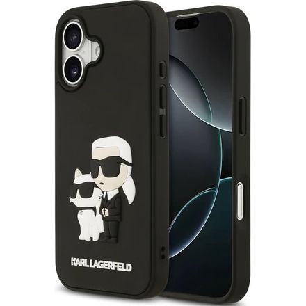 Karl Lagerfeld 3D Rubber Karl and Choupette kryt iPhone 17 černý