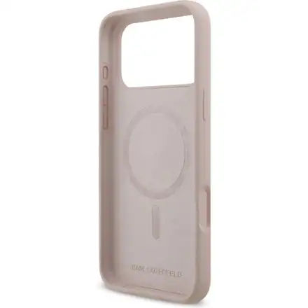 Karl Lagerfeld Liquid Silicone Karl and Choupette MagSafe kryt iPhone 17 Pro Max růžový