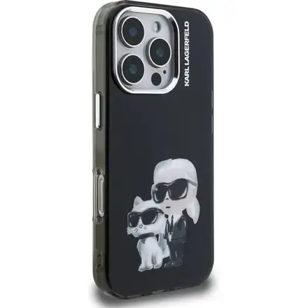 Karl Lagerfeld IML Aquarelle Karl and Choupette kryt iPhone 16 Pro Max černý