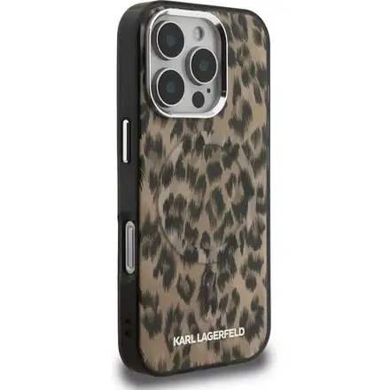 Karl Lagerfeld IML Leopard MagSafe kryt iPhone 16 Pro Max hnědý