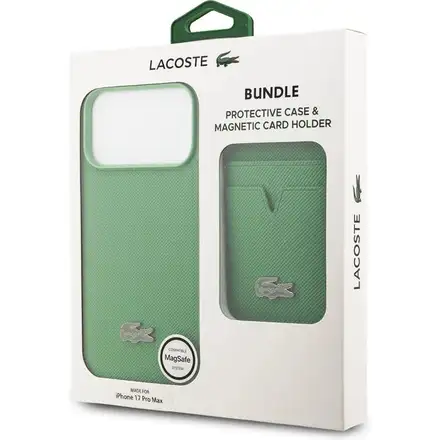 Lacoste Iconic Petit Pique MagSafe kryt + peněženka iPhone 17 Pro Max zelený