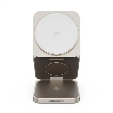 Cubenest Qi2 3v1 Skládací bezdrátová nabíječka SQ312 Pro - titanová *Rozbaleno*