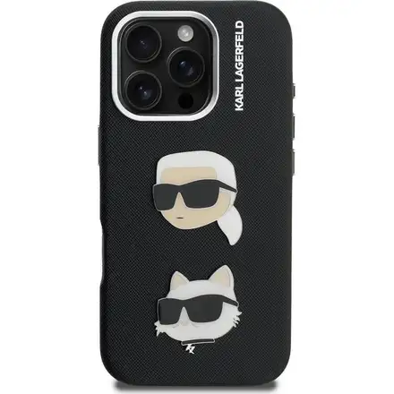 Karl Lagerfeld Grained PU K&CH Heads kryt iPhone 16 Pro černý