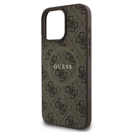 Guess PU Leather 4G Colored Ring MagSafe kryt iPhone 16 Pro Max hnědý