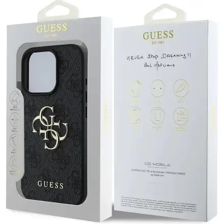 Guess PU 4G Metal Logo kryt iPhone 16 Pro Max šedý