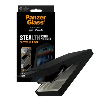 PanzerGlass ochranné sklo UWF Stealth pro iPhone Air - Black Frame