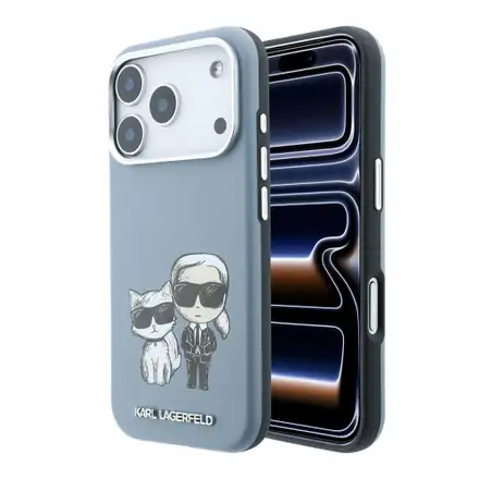 Karl Lagerfeld PU Semi Wrap Smooth Sketch Bodies Magsafe kryt iPhone 18 Pro Max modrý