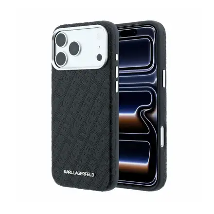 Karl Lagerfeld PU Grained Allover Semi Wrap Magsafe kryt iPhone 18 Pro černá