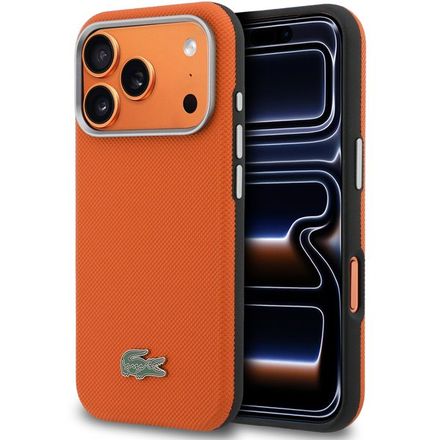 Lacoste PVC Petit Pique Semi Wrap MagSafe pro iPhone 17 Pro oranžový