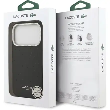 Lacoste PU Leather Champs Elysees MagSafe kryt iPhone 17 Pro černý