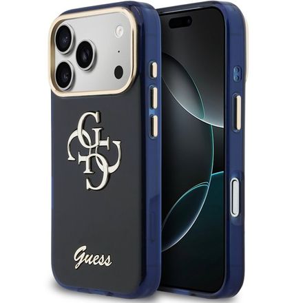Guess IML 4G Script Metal Logo kryt iPhone 17 Pro modrý