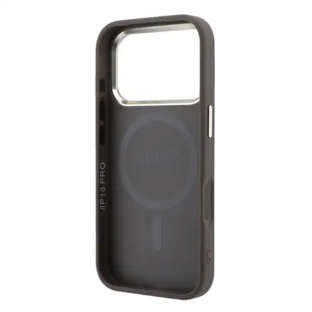 Guess PU Leather 4G Gold Frame MagSafe kryt iPhone 18 Pro hnědý