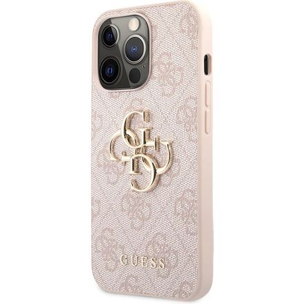 Guess PU 4G Metal Logo kryt iPhone 13 Pro Max růžový