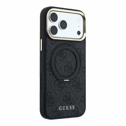 Guess PU 4G Ring Stand MagSafe kryt iPhone 18 Pro černý