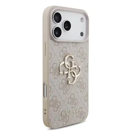 Guess PU 4G Metal Logo kryt iPhone 18 Pro růžová