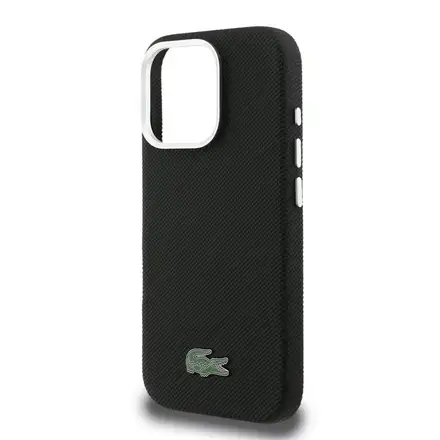 Lacoste PVC Iconic Petit Pique Metal Logo MagSafe kryt iPhone 16 Pro Max černý