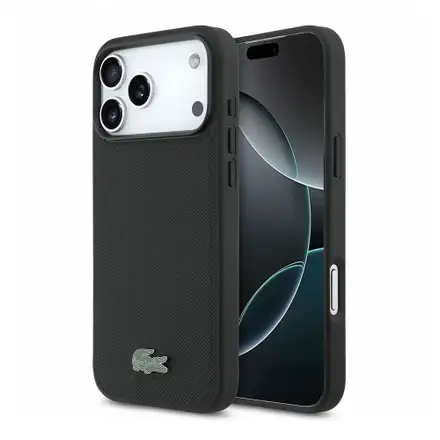 Lacoste Iconic Petit Pique Metal Logo MagSafe kryt iPhone 18 Pro Max černý