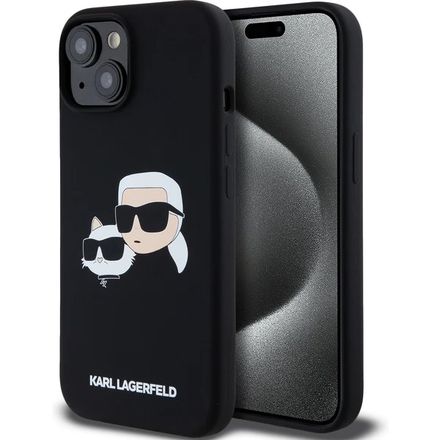Karl Lagerfeld Liquid Silicone Double Heads MagSafe kryt iPhone 15 Pro Max černý