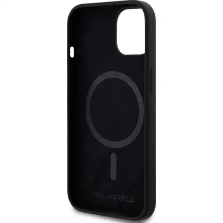 Karl Lagerfeld Liquid Silicone Double Heads MagSafe kryt iPhone 15 Pro Max černý