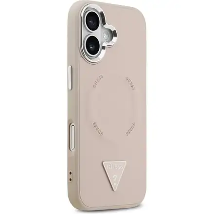 Guess PU Leather Triangle Logo MagSafe kryt iPhone 17 růžový
