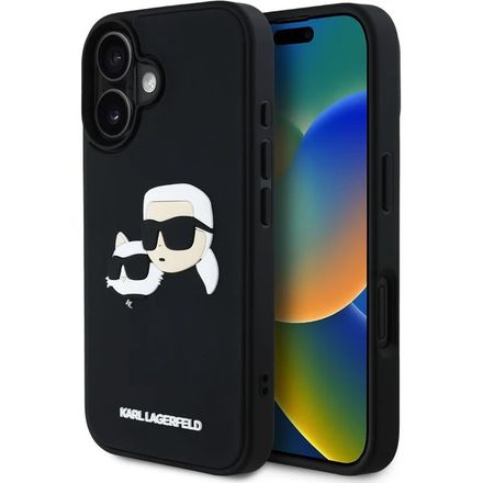 Karl Lagerfeld 3D Rubber Double Heads kryt iPhone 16 černý