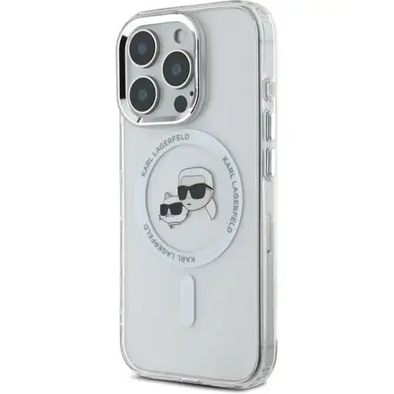 Karl Lagerfeld IML K&CH Heads Metal Frame MagSafe MagSafe kryt iPhone 16 Pro Max průhledná