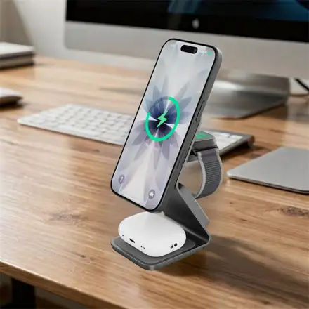 Cubenest Qi2.2 3v1 bezdrátová magnetická nabíječka SQ314 - šedá