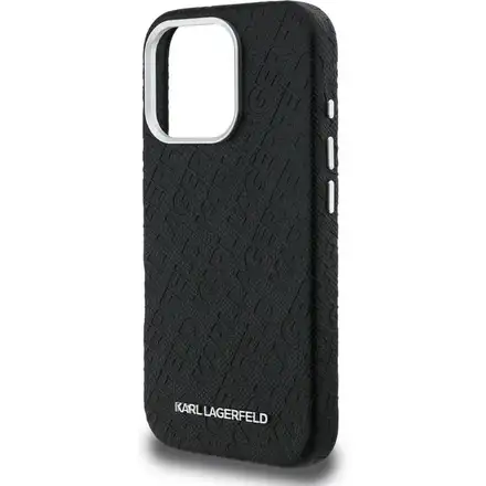 Karl Lagerfeld Grained PU Repeated Logo MagSafe kryt iPhone 16 Pro Max černý