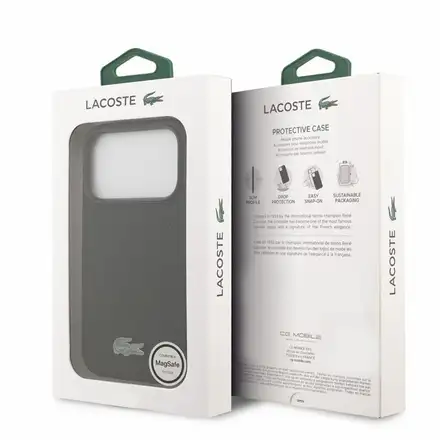 Lacoste PVC Iconic Petit Pique Metal MagSafe kryt iPhone 18 Pro černý