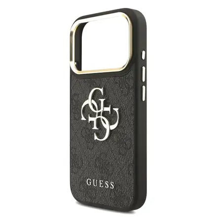 Guess PU Leather 4G Gold Frame MagSafe kryt iPhone 18 Pro černý