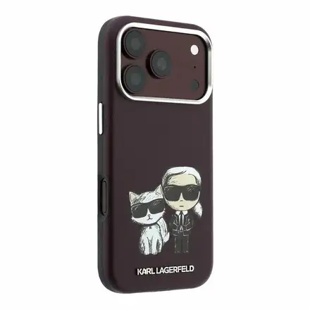 Karl Lagerfeld PU Semi Wrap Smooth Sketch Bodies Magsafe kryt iPhone 18 Pro Max tmavě červená