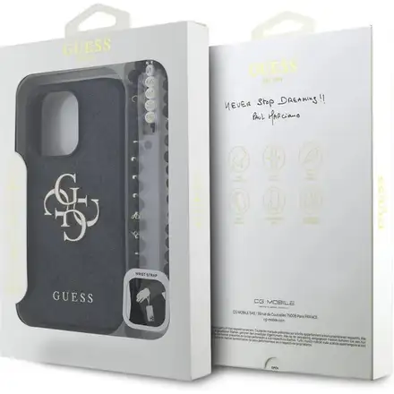 Guess PU 4G Metal Logo Strap kryt iPhone 15 Pro Max černý